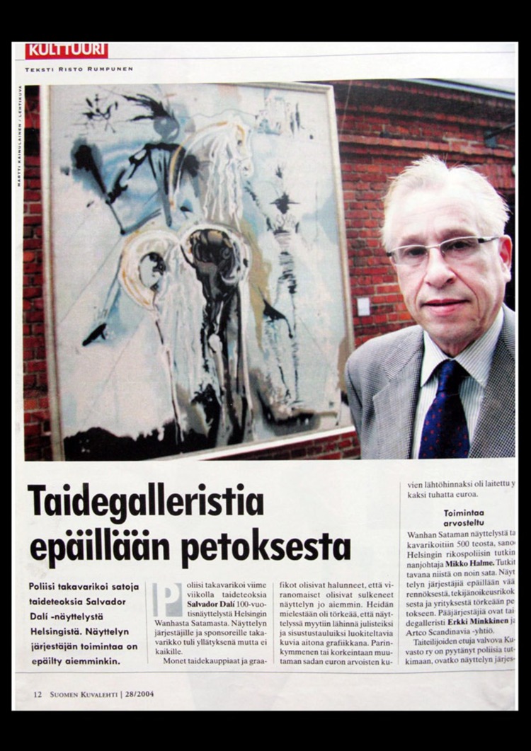 45. Art gallerist suspected for fraud pub by Suomen Kuvalehti  magazine June 2004